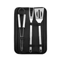 3-piece stainless steel BBQ tool set in a black zippered Oxford cloth carrying case - Three-Piece Set