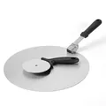 Stainless steel round folding pizza peel and cutter wheel 2-piece set for baking - Large Pizza Peel Set
