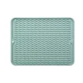 Large blue-grey heat-insulated silicone drying mat with wavy non-slip texture pattern - 1 Sheet / Green