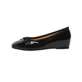 Elegantes bailarinas de cuña en charol negro con lazo decorativo y suela muy cómoda - 35 / Negro