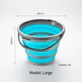 Portable blue and grey 10L collapsible bucket for outdoor camping and fishing - L / Blue