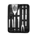 Professional 5-piece stainless steel BBQ tool set in a black portable oxford cloth bag - Five-Piece Set