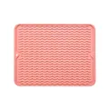 Pink wavy texture silicone dish drying mat for kitchen counter and table protection - 1 Sheet / Pink