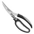 Heavy-duty stainless steel poultry shears with black and grey ergonomic handles - Black