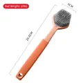 Long-handle orange silicone dish brush for soft non-scratch kitchen cleaning 26.8cm - 26.8x6cm / Pink