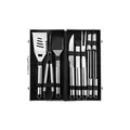 Professional BBQ grill tool set stored in a durable portable aluminum carrying case. - 10-Piece Set (Aluminum Case)