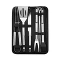 Tragbares 18-teiliges Grillbesteck-Set aus Edelstahl in schwarzer Oxford-Tasche mit Reißverschluss - 9er-Set