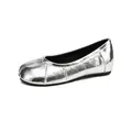 Silver metallic Tabi split-toe ballet flats with internal wedge and wrinkled texture - 34 / Silver