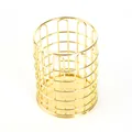 Premium gold metal wire mesh pencil holder and desktop makeup organizer basket - Grid / Gold