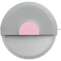 Kompakter grauer und rosa Pizzaschneider mit schützender Griffabdeckung aus Kunststoff - Runder Pizzaschneider / Rosa