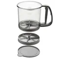 Transparent handheld flour sifter with 250ml measurement scale and ergonomic gray handle - Double-Layer Sifter / Bag Packaging