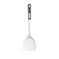 Espátula de cocina de silicona blanca con mango de ABS oscuro y orificio para colgar - Espátula
