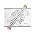 Rodillo ajustable de acero inoxidable de 17 pulgadas con juego de tapete de silicona - Juego de Repostería / Rodillo + Tapete Negro