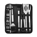 18-piece stainless steel BBQ tool set in a portable black Oxford cloth bag - 20-Piece Set