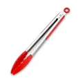 Professionele 12-inch roestvrijstalen keukentang met hittebestendige siliconen tips - Rood