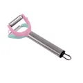 Dual-head vegetable peeler with stainless steel handle and colorful plastic heads - Pale Blue