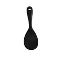 Heat-resistant black silicone rice scoop with non-stick surface and hanging hole for kitchen - Black