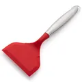 Red silicone wide spatula with ergonomic stainless steel handle for non-stick pans - 430# / Red