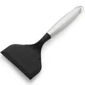 Professional wide silicone spatula with brushed stainless steel handle for non-stick pans. - 430# / Black
