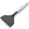 Wide black heat-resistant silicone spatula with stainless steel handle for non-stick pans - 430# / Gray