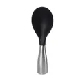 Black silicone rice paddle with a brushed stainless steel handle for non-stick rice service - 304 Stainless Steel / Black