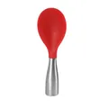 Red silicone rice spoon with a rounded stainless steel hollow handle - 304 Stainless Steel / Red