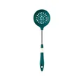Dark green silicone slotted spoon with stainless steel handle and hanging hole. - Slotted Spoon / Green