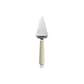 Stainless steel triangle cake server with cream ribbed handle on white background - Triangle Spatula