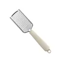 Ergonomic stainless steel cheese grater with cream non-slip textured handle and hanging hole - Flat Grater Style A (Small Hole)
