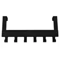 Durable matte black over-the-door hook rack featuring 6 sturdy hooks for coats and towels - Over-the-Door No-Drill Style / 6 Hooks (Carbon Steel) / Black