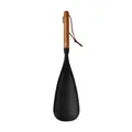 Professional black silicone duckbill spatula salad spoon with durable wooden handle - L / Black