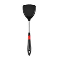 Black silicone spatula with 304 stainless steel handle and ergonomic red-black grip - Black Solid Turner