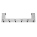 Silver stainless steel over-the-door hanger with 6 round hooks for towels and coats - Silver Hook Style / Silver