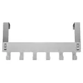 Durable silver stainless steel over the door hook rack with 6 hooks for organizing - Over-the-Door No-Drill Style / 6 Hooks (430 Stainless Steel) / Silver