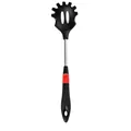 Professional black silicone pasta server with stainless steel handle for non-stick cookware - Black Pasta Server