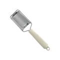 Professional stainless steel cheese grater with ergonomic cream-colored ribbed handle - Curved Grater (Small Hole)