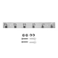 Silver stainless steel 6-hook wall rack including screws and anchors for home storage - Silver Wall Mounted Style / Silver