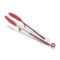 Professional 9-inch red silicone food tongs with built-in stand and non-slip handle grip - Red With Stand / 12 Inch