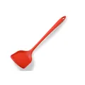 Premium red one-piece heat-resistant silicone turner with long handle for non-stick pans - Red Spatula