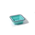 Collapsible mint green silicone food storage container with 500ml scale and clear lid - Small 1-Compartment / Blue