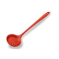 Professional red silicone slotted spoon with long handle for non-stick cookware - Red Slotted Spoon