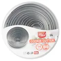 14-piece stainless steel round cookie cutter set with transparent storage box. - PVC Box