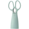 Multi-functional mint green stainless steel kitchen scissors with a magnetic storage base - Blue