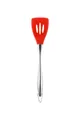 Red silicone slotted spatula with 304 stainless steel handle for non-stick cooking - Small Slotted Turner / Red