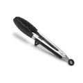 9-inch black silicone kitchen tongs with stainless steel handle and built-in stand - Black With Stand / 9 Inch