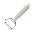 Stainless steel potato and vegetable peeler with beige textured non-slip handle - Type D Grater (Serrated) / Off White