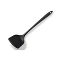Professional heat resistant black silicone spatula with long handle for cookware. - Black Spatula