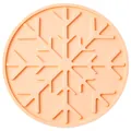 Round peach silicone heat-resistant mat featuring an embossed snowflake pattern - Orange