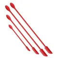 Set of four red silicone dual-ended mini spatulas for jars and kitchen cooking tasks - Four-Piece Set / Red
