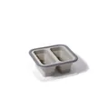 Grey collapsible silicone 2-compartment freezer storage tray with clear lid and markings - Small 2-Compartments / Gray